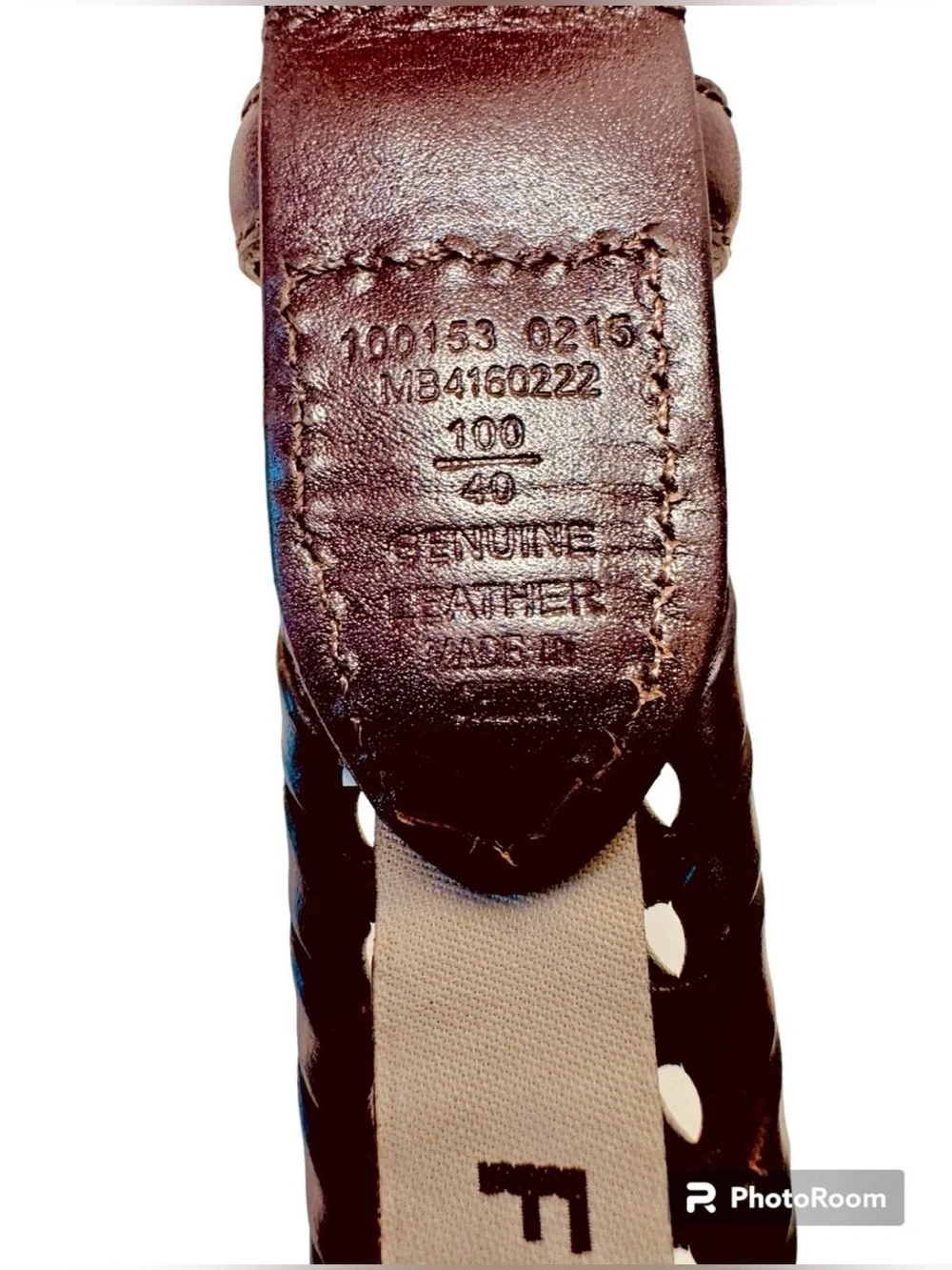 Fossil Mens Size 40 Brown Genuine Leather Braided Brushed Silver Buckle Belt